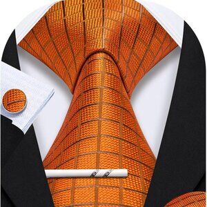 New Men Plaid/Striped Ties Set Silk Business Wedding Formal Fashion Necktie